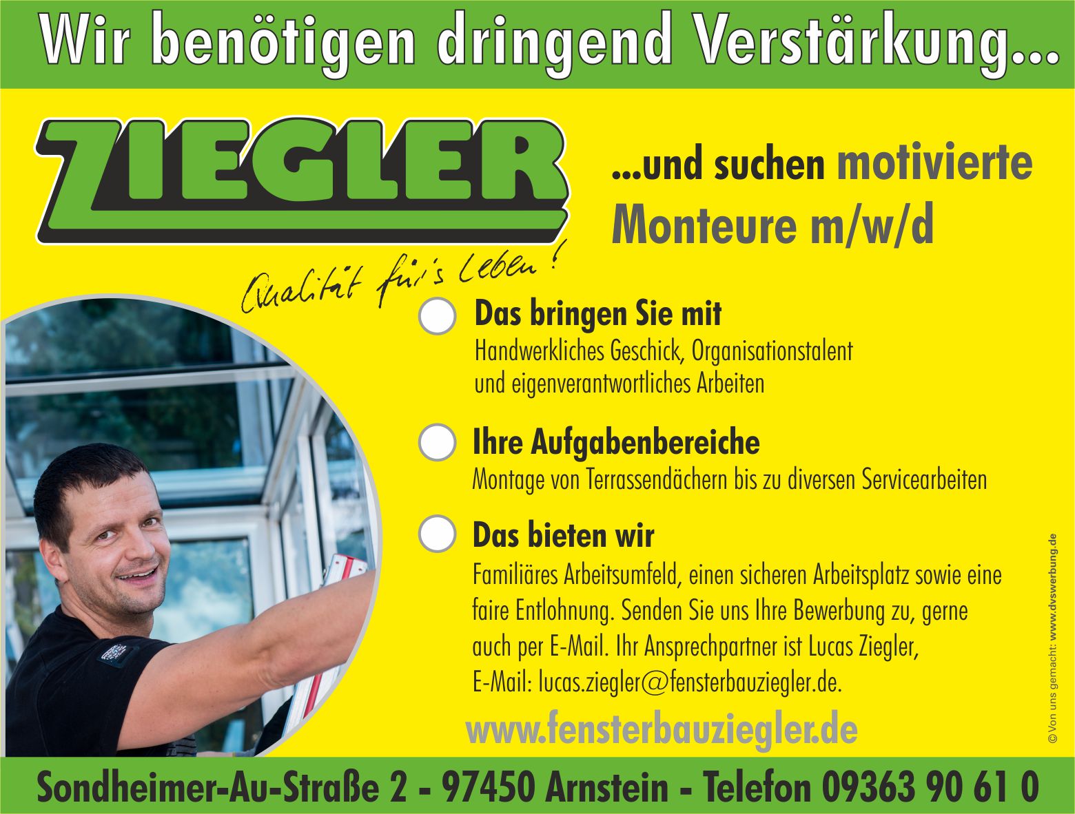 Wir Suchen Verstärkung Für Unseren Montagebereich - Ziegler Fensterbau ...